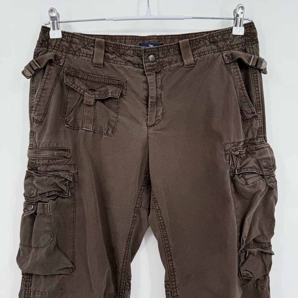 Gap Y2K Grunge Brown Combat Gorpcore Low Rise Granola Girl Baggy Cargo Pant 10